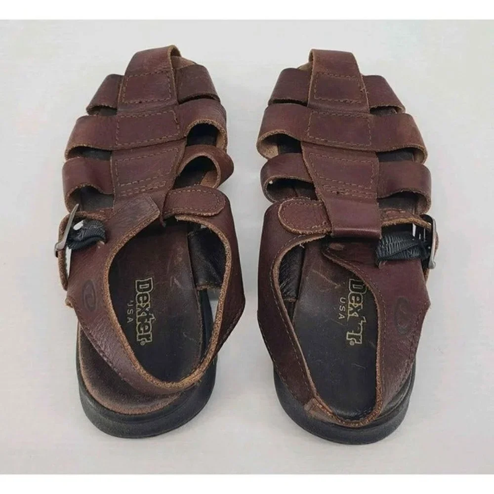 Dexter USA Mens Sling Back Strappy Adj Buckle Closure Nature Brown Sandals 8
